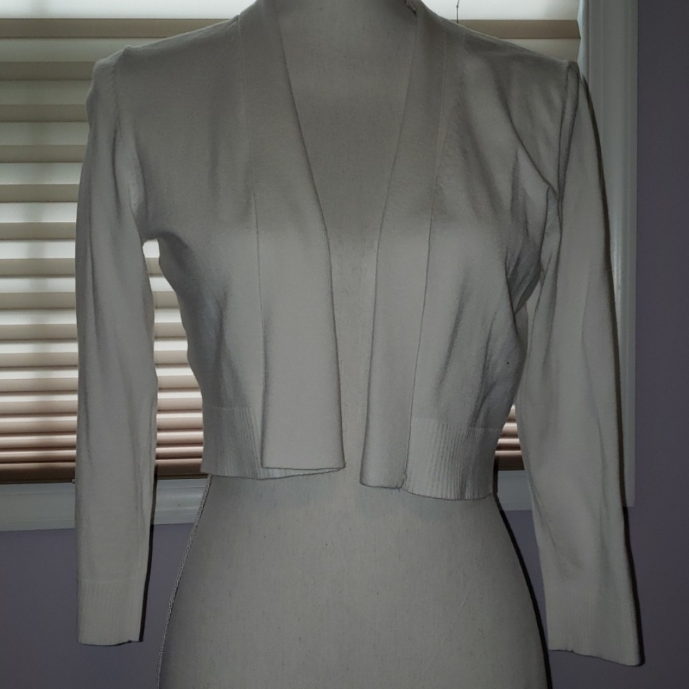 Sold - EUC White Calvin Klein Shrug 3/4 sleeves